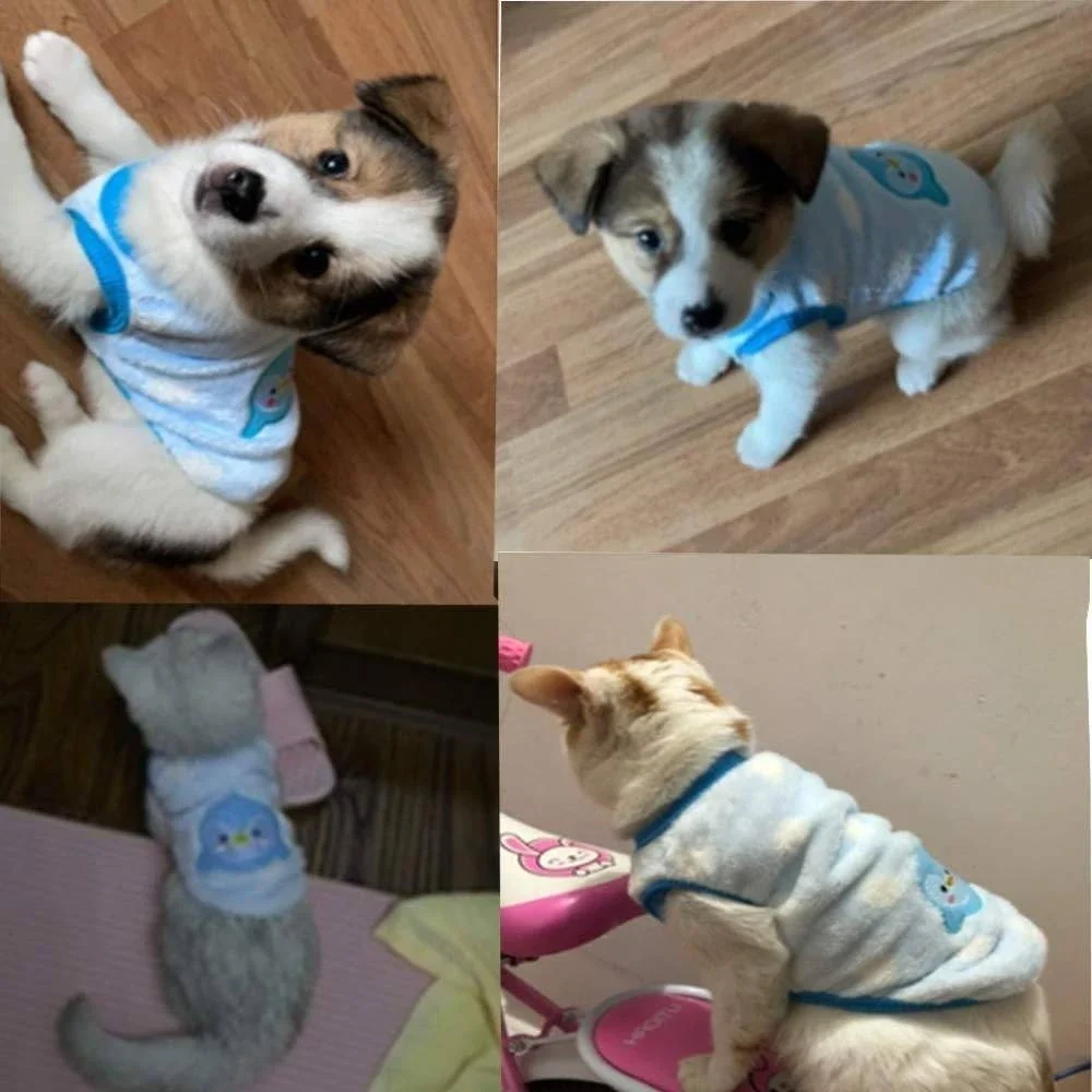 Blue Cloud Penguin‎ Plush Pet Vest Fleece Dog Sweater Size XL Animal Clothes